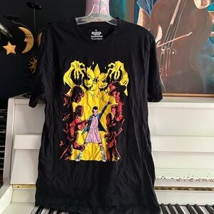 Stranger Things Black Graphic T-Shirt with Yellow and Red Design XL